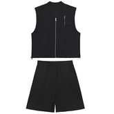 Solid Color Vest With Casual Pants Suit